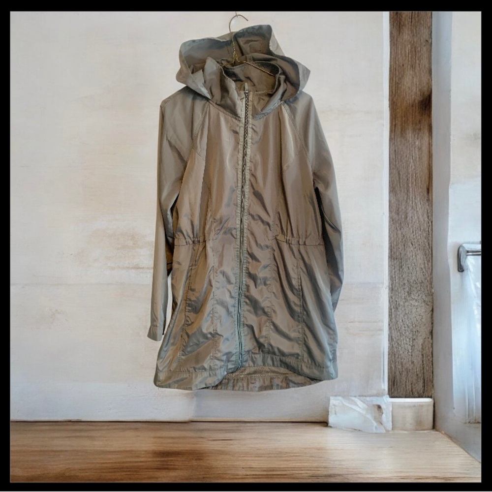 Long Olive Utility Jacket / Rain Jacket